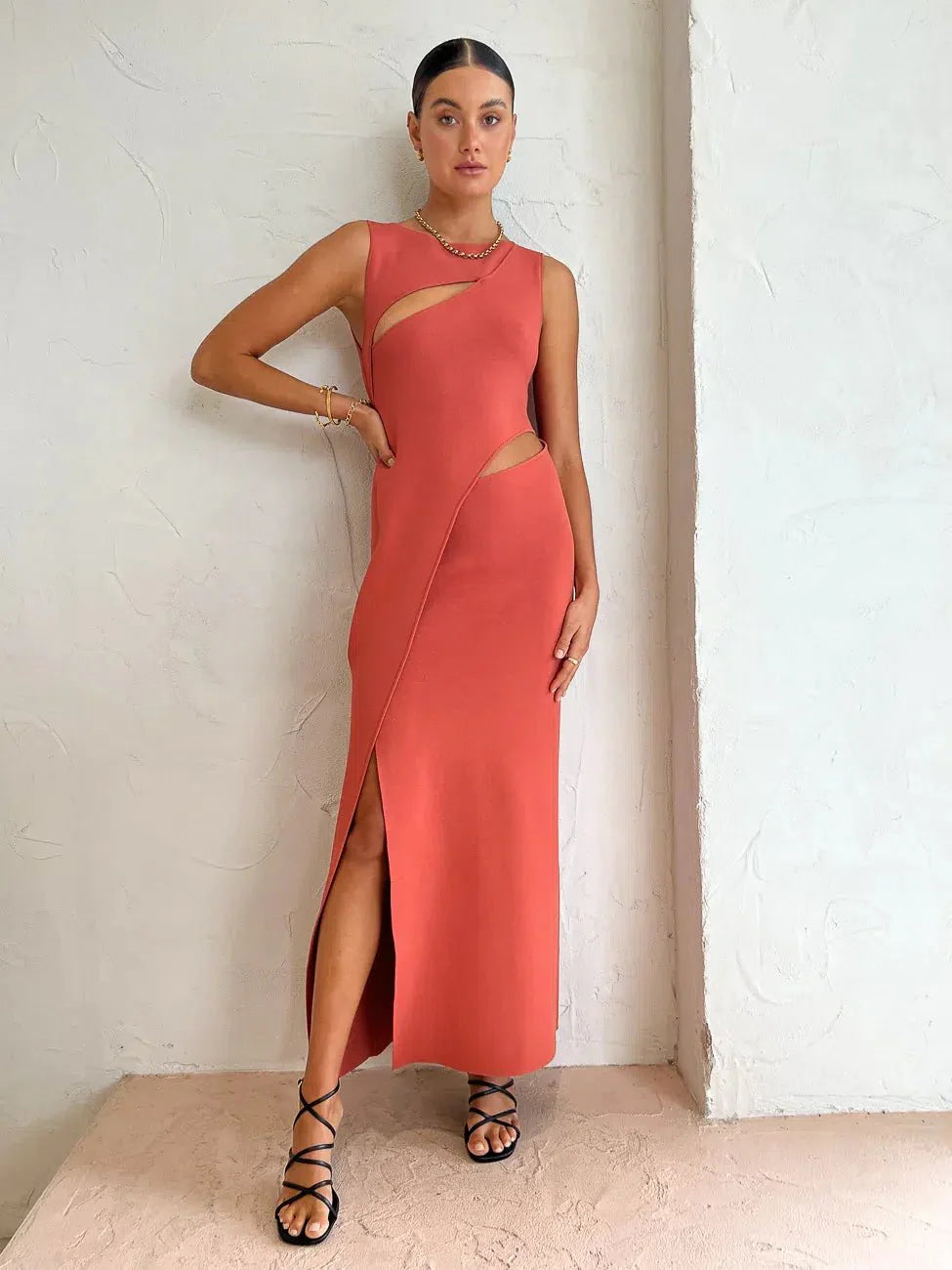 Sir The Label Nadja Cut Out Maxi Dress - Coral
