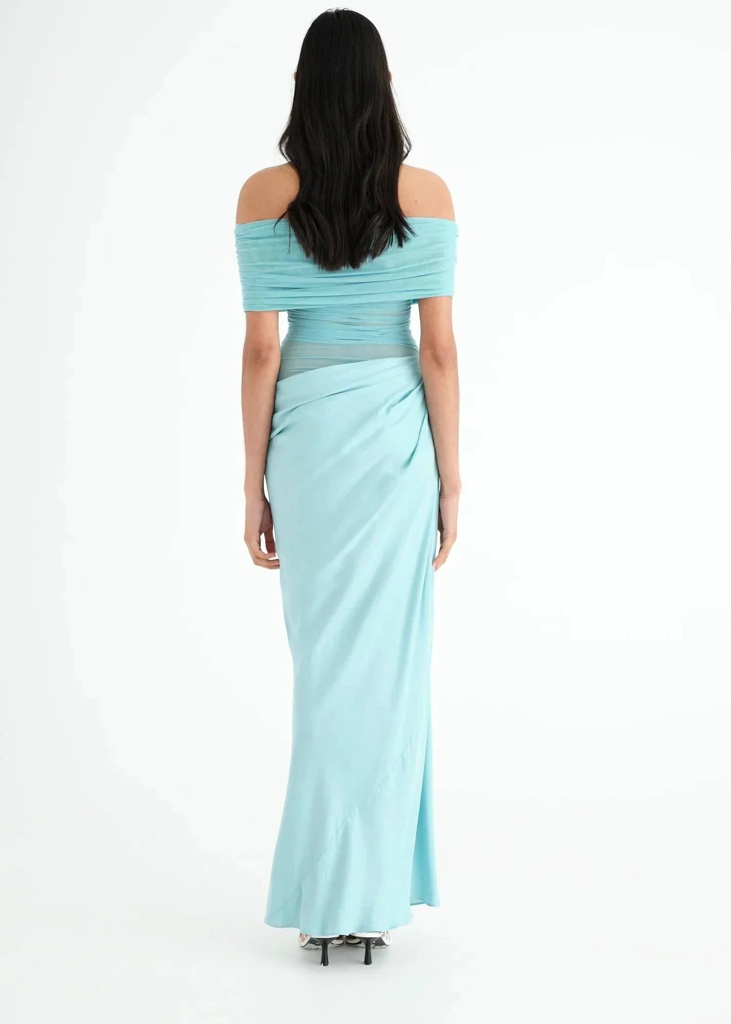 Benni Nico Off Shoulder Maxi Dress - Aquamarine