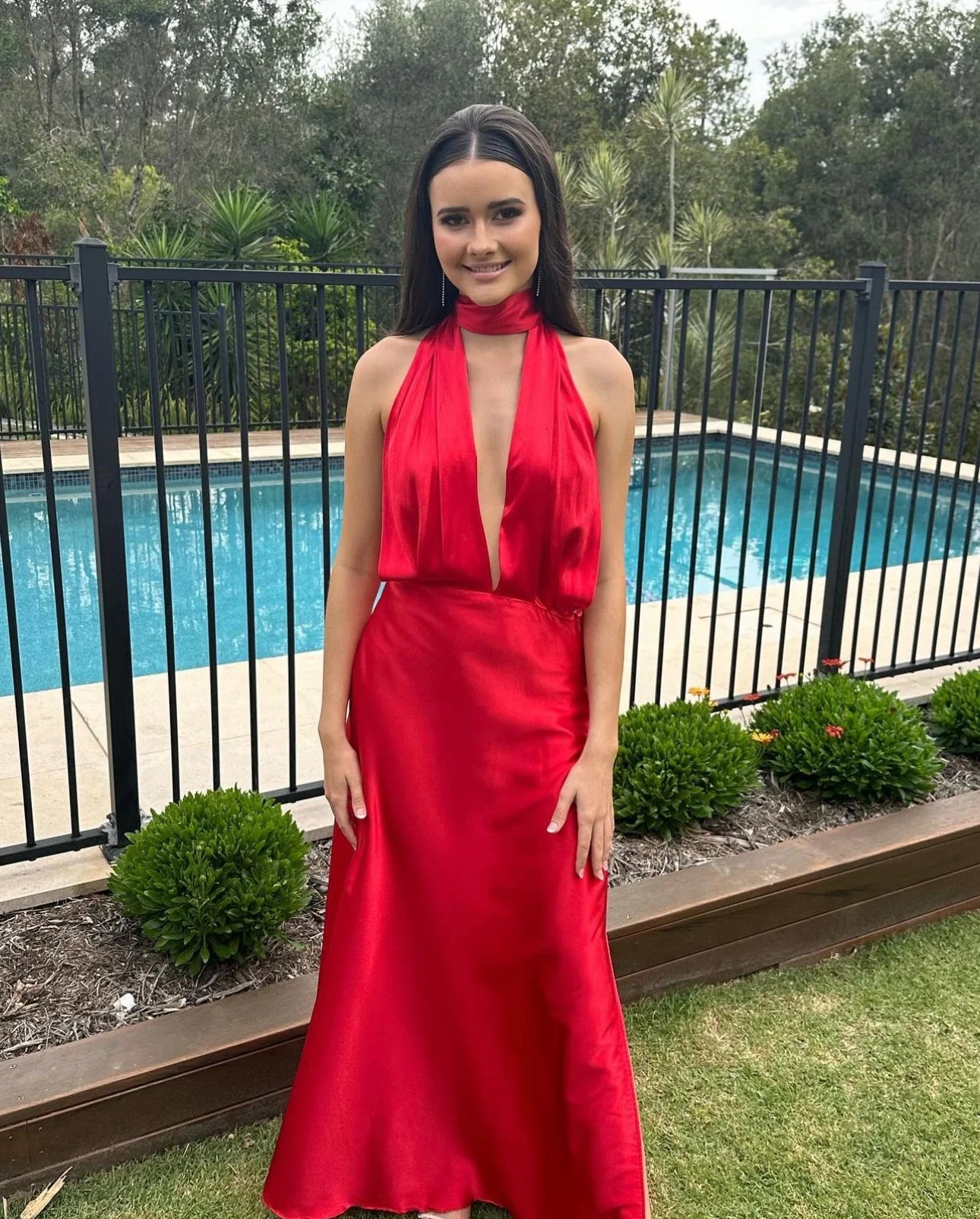 YLD Design Halter Tie Maxi Dress - Red