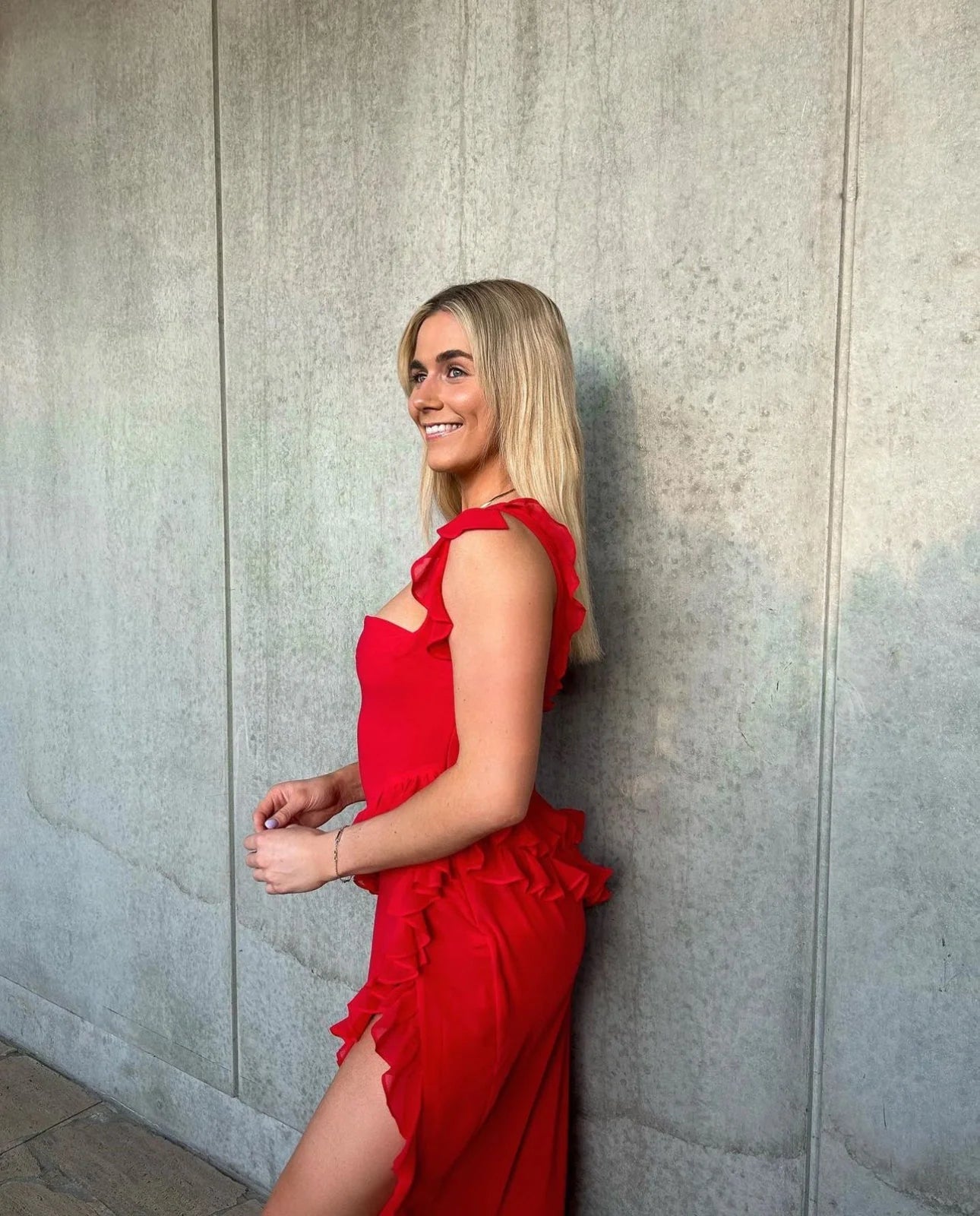 House Of CB Ariela Ruffle Maxi Dress - Red