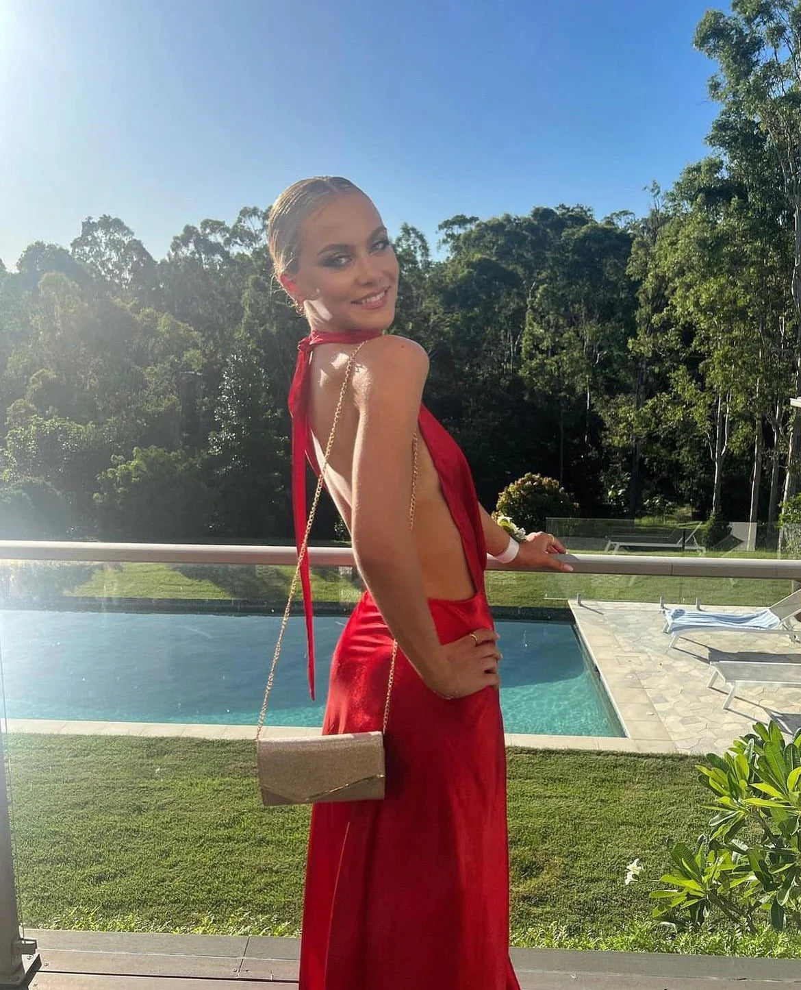 YLD Design Halter Tie Maxi Dress - Red