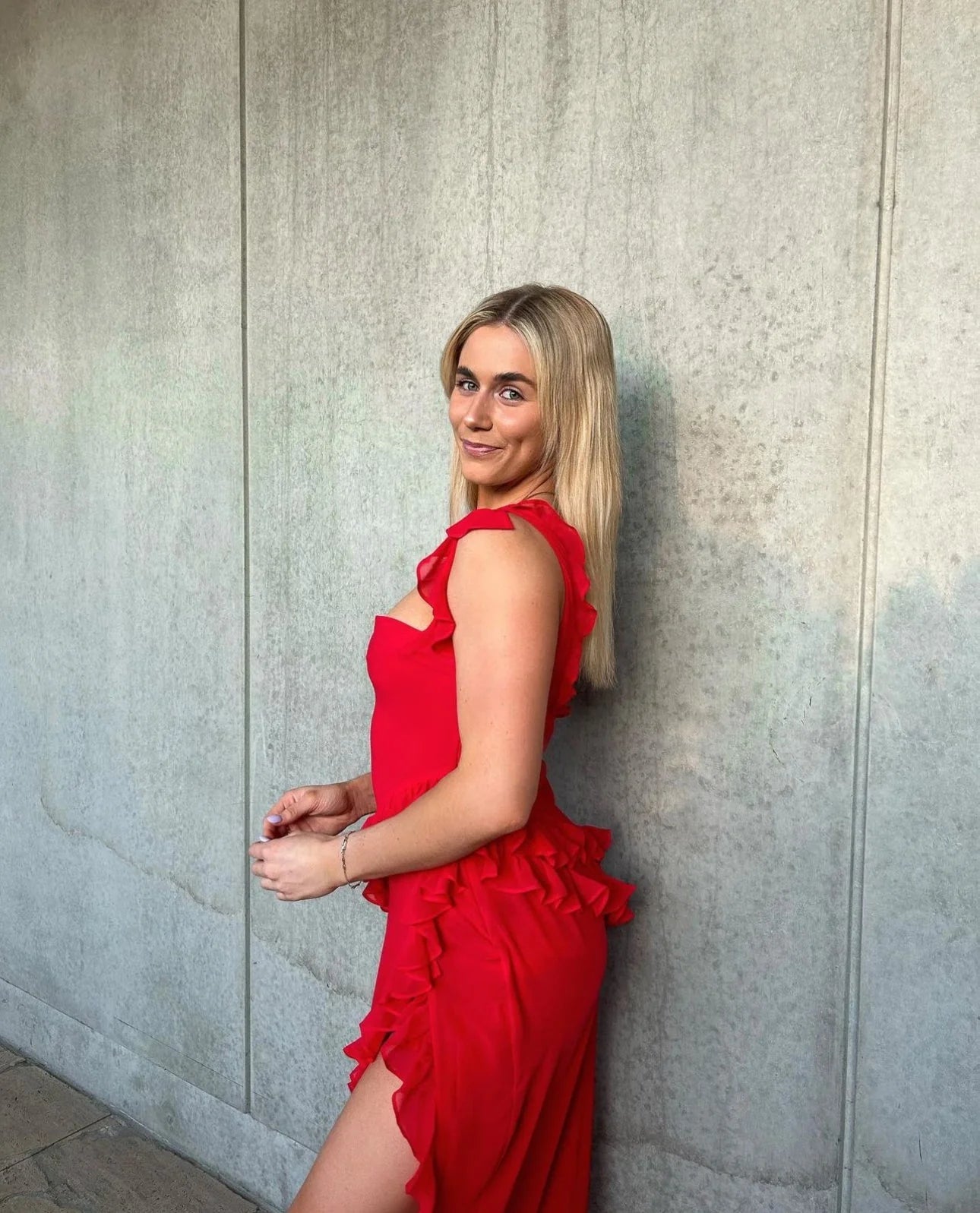 House Of CB Ariela Ruffle Maxi Dress - Red