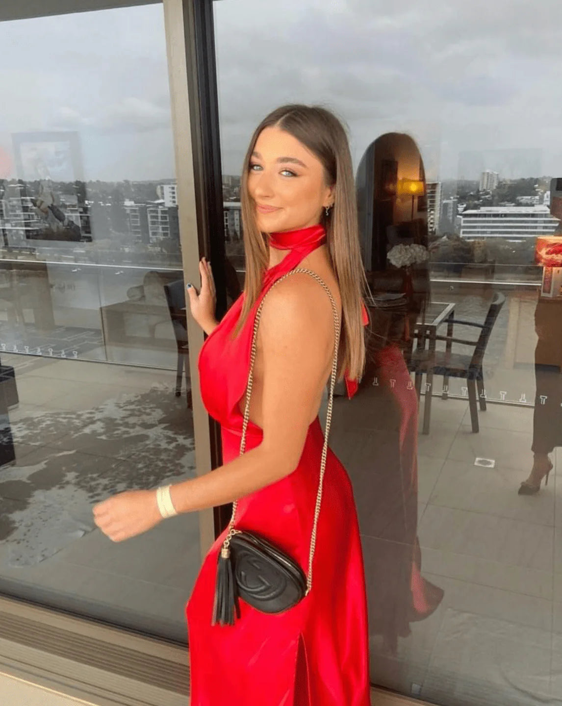 YLD Design Halter Tie Maxi Dress - Red