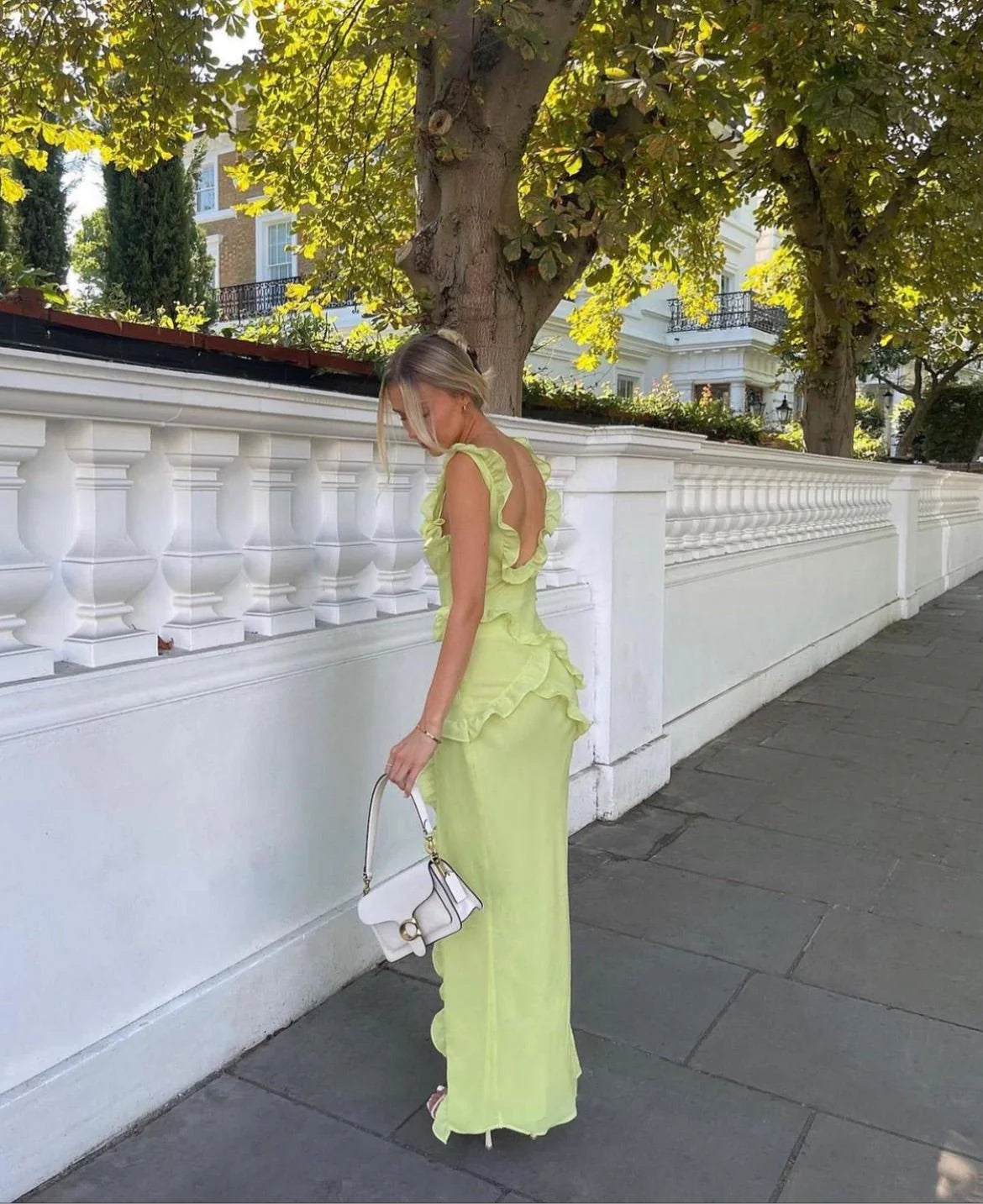 House Of CB Pixie Ruffle Maxi Dress - Lime