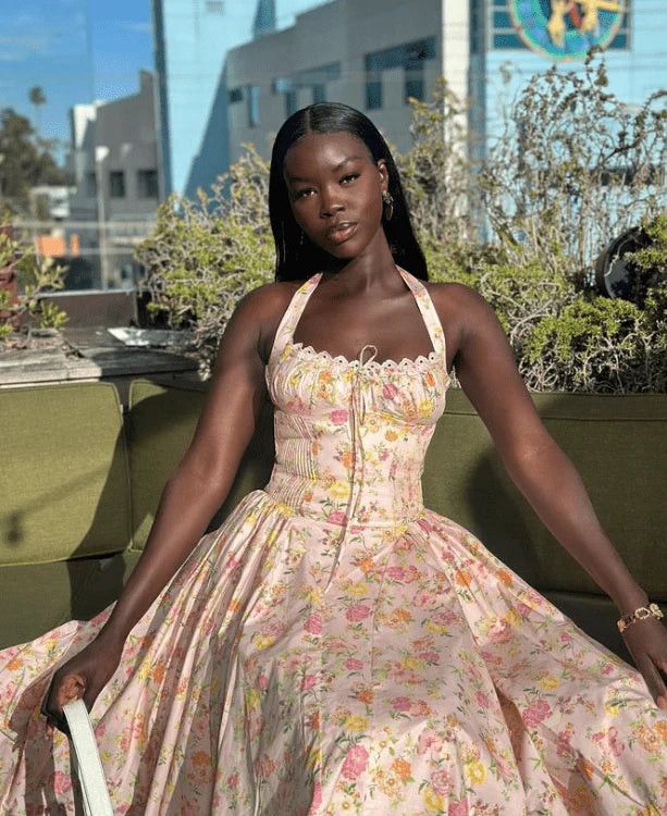 House Of CB Adabella Meadow Print Halter Midi Sundress