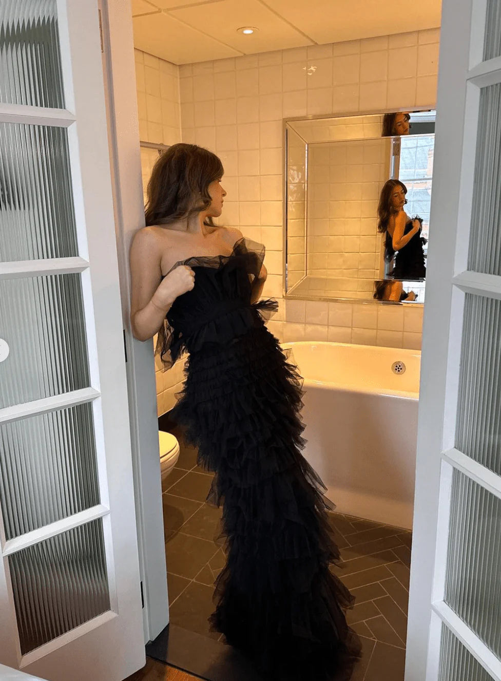 From A Friend Odette Tulle Ruffle Maxi Dress