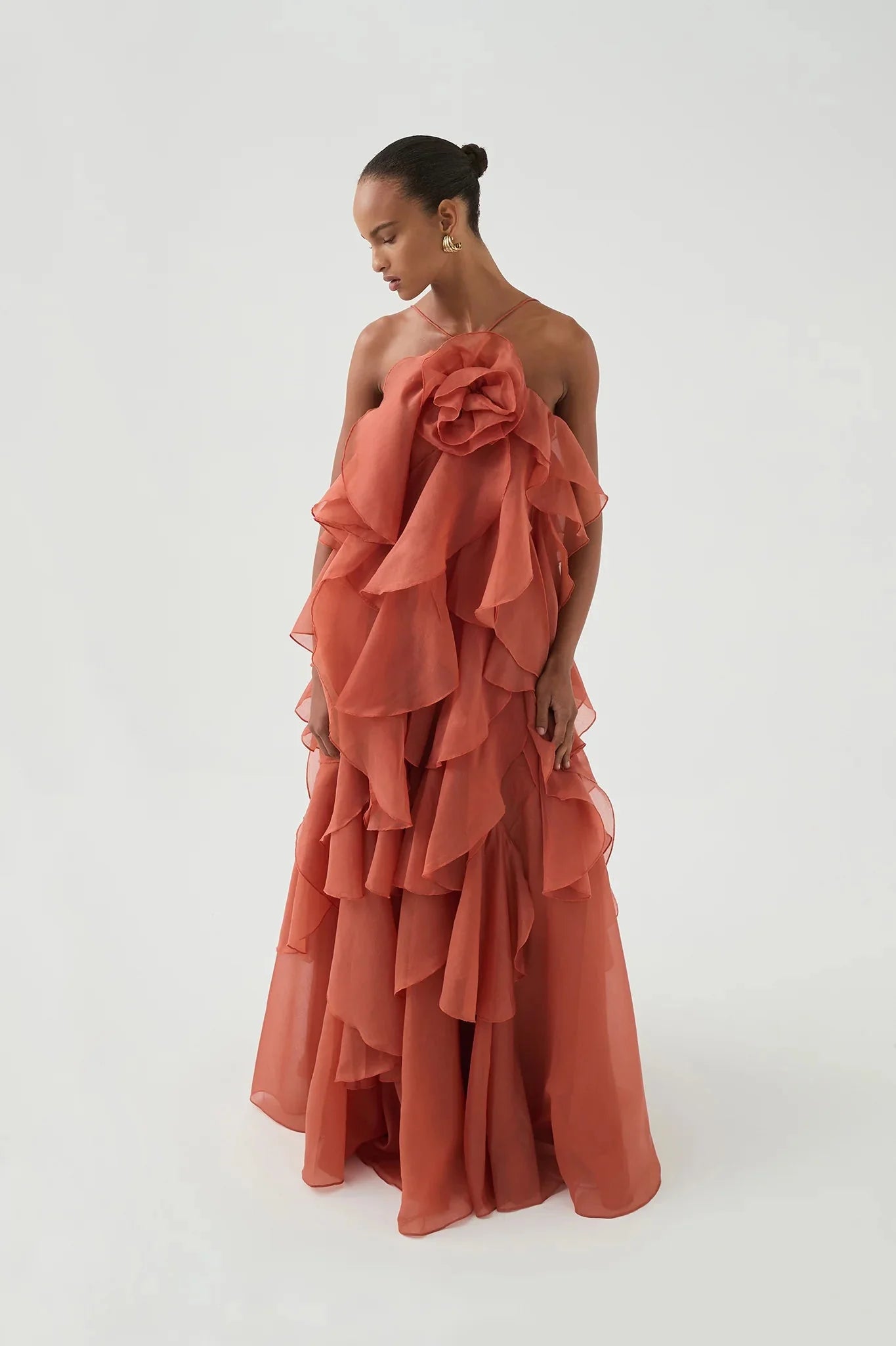 Aje Pandorea Layered Maxi Dress - Coral Clay
