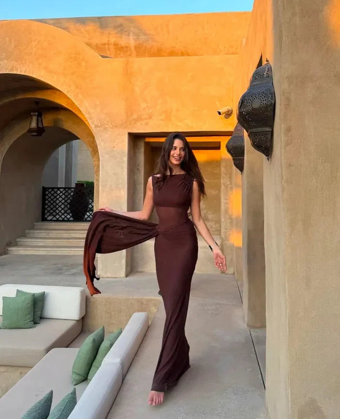 Misha Sisal Maxi Dress - Espresso