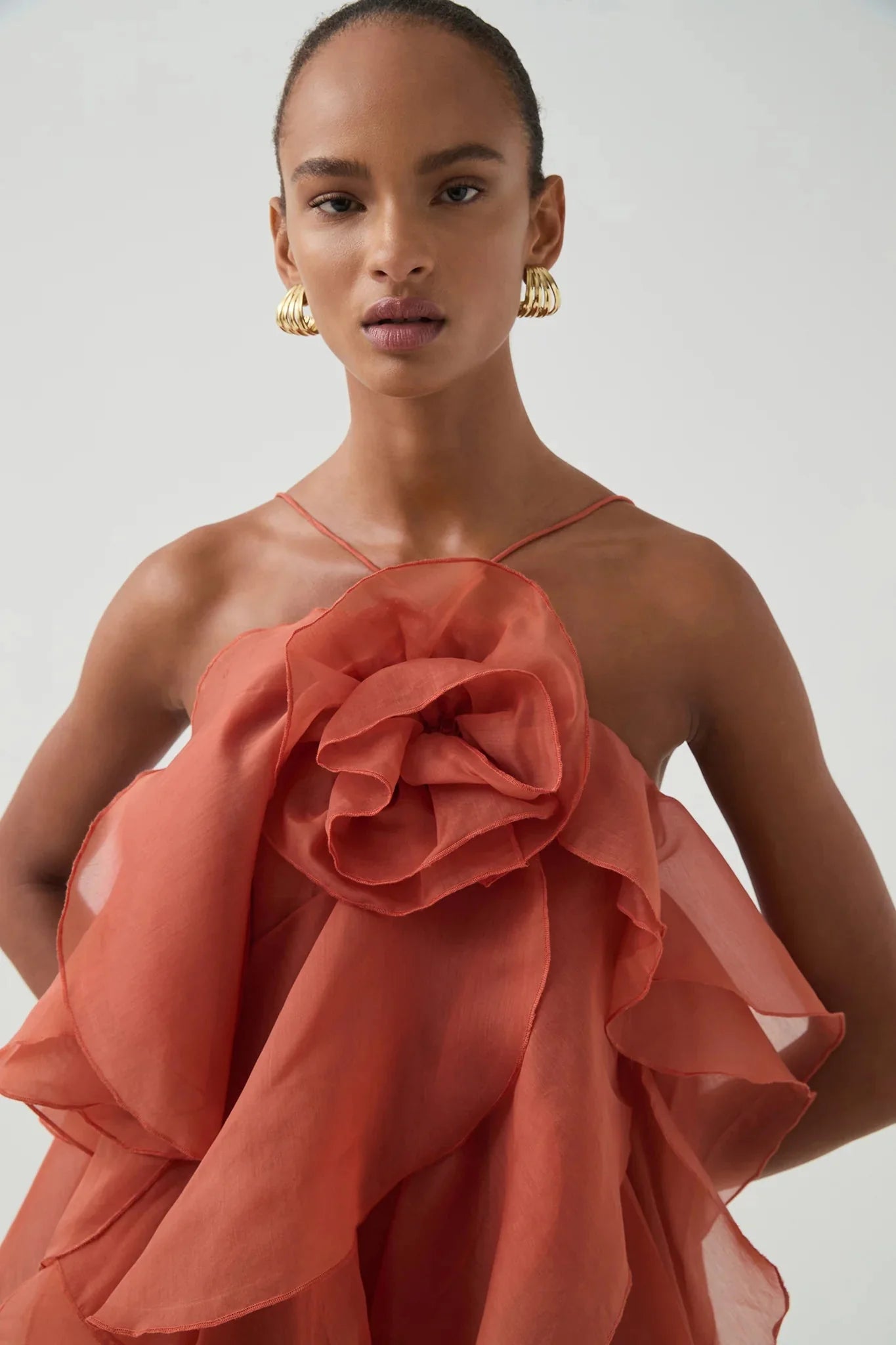 Aje Pandorea Layered Maxi Dress - Coral Clay
