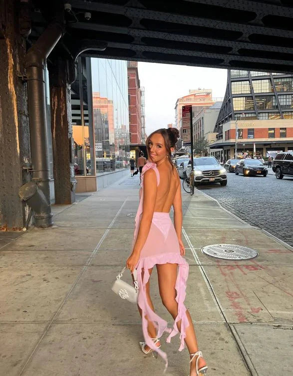 Fanci Club White Apple Cocktail Dress - Pink