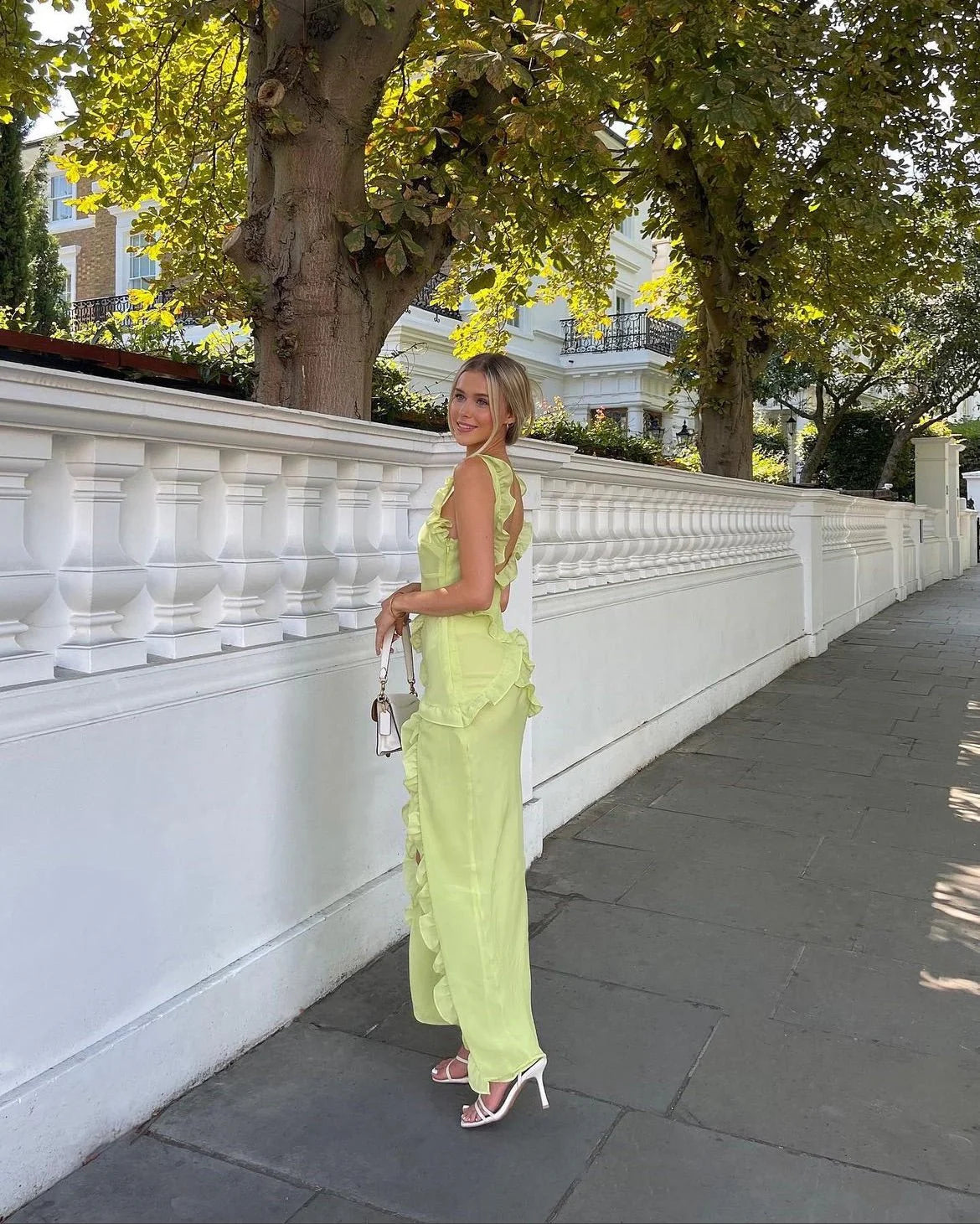 House Of CB Pixie Ruffle Maxi Dress - Lime