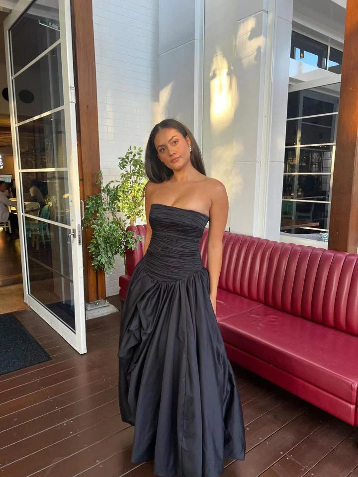 Aje Violette Bubble Hem Maxi Dress - Black