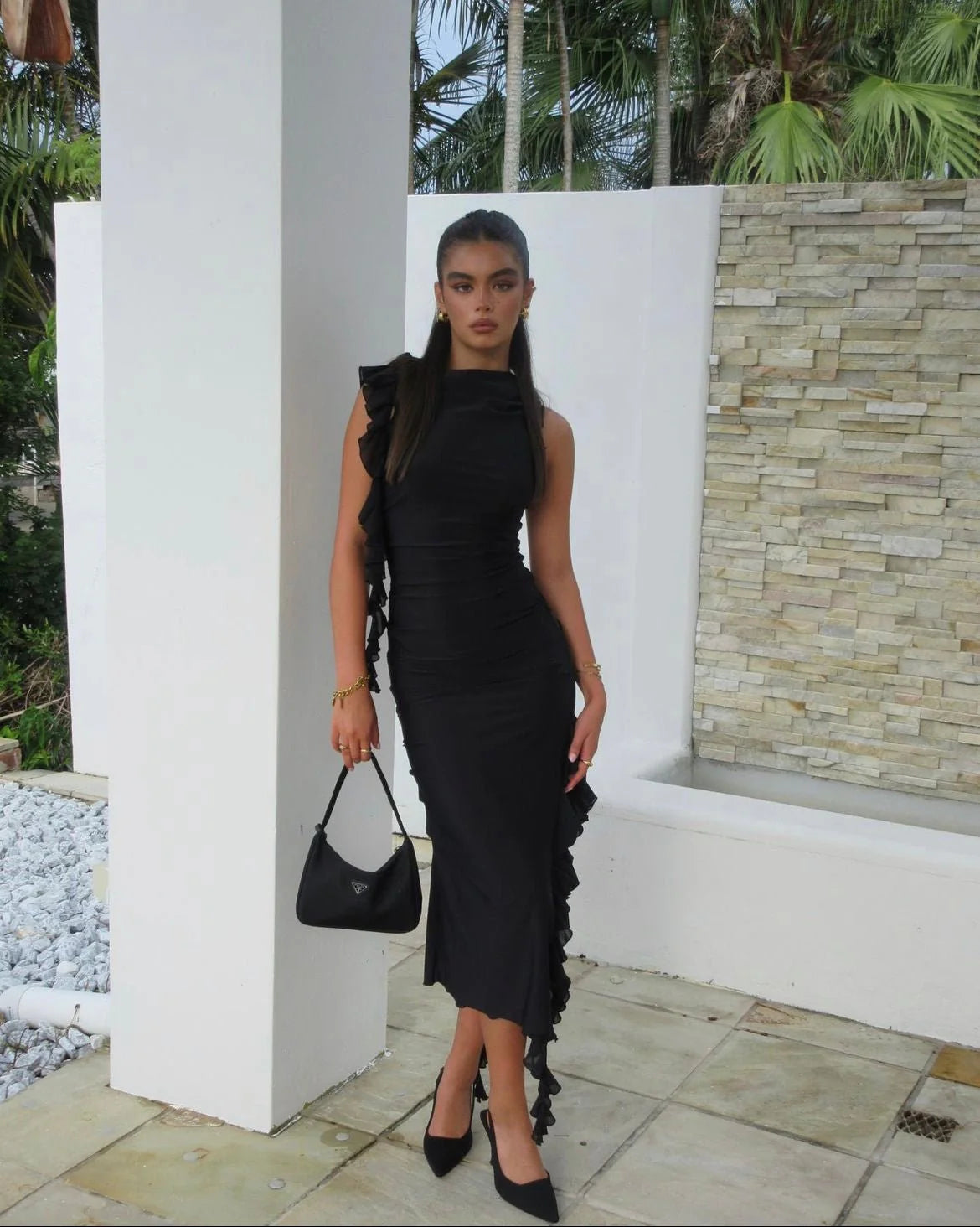 Fanci Club The Assassin Long Dress - Black
