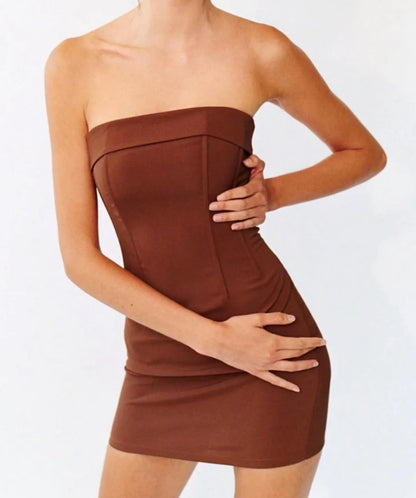 With Jean Chloe Corset Dress - Brown