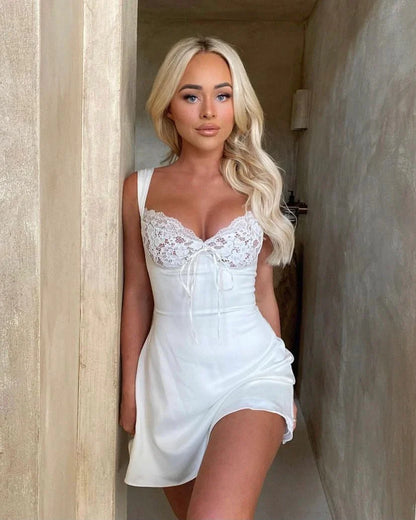 House Of CB Adriana Satin Mini Dress - Ivory