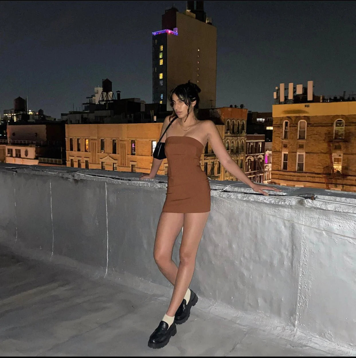 With Jean Chloe Corset Dress - Brown