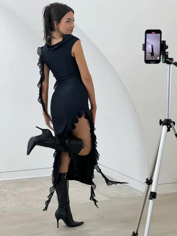 Fanci Club The Assassin Long Dress - Black
