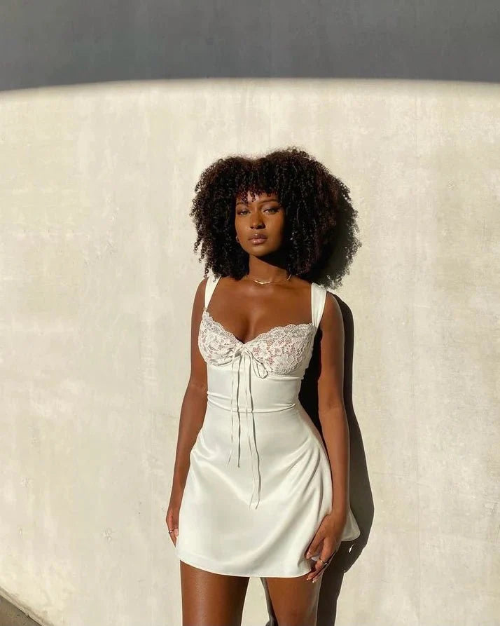 House Of CB Adriana Satin Mini Dress - Ivory