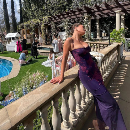 House Of CB Aiza Grape Floral Print Maxi Dress
