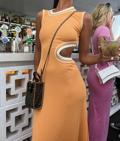 Christopher Esber Skewed Neck Multi Bind Dress - Orange