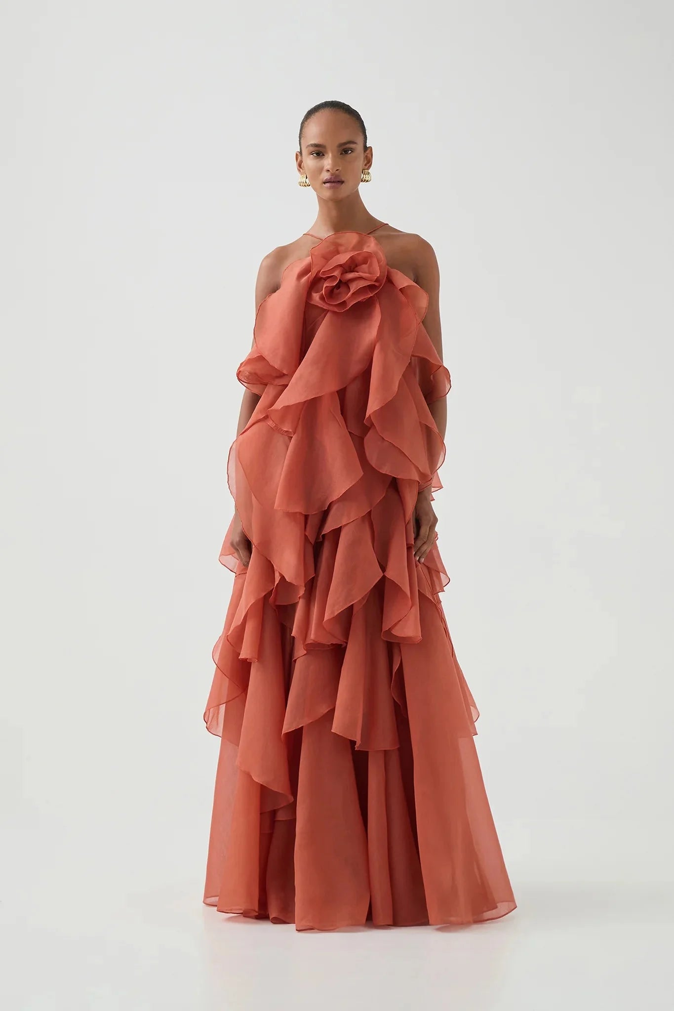 Aje Pandorea Layered Maxi Dress - Coral Clay