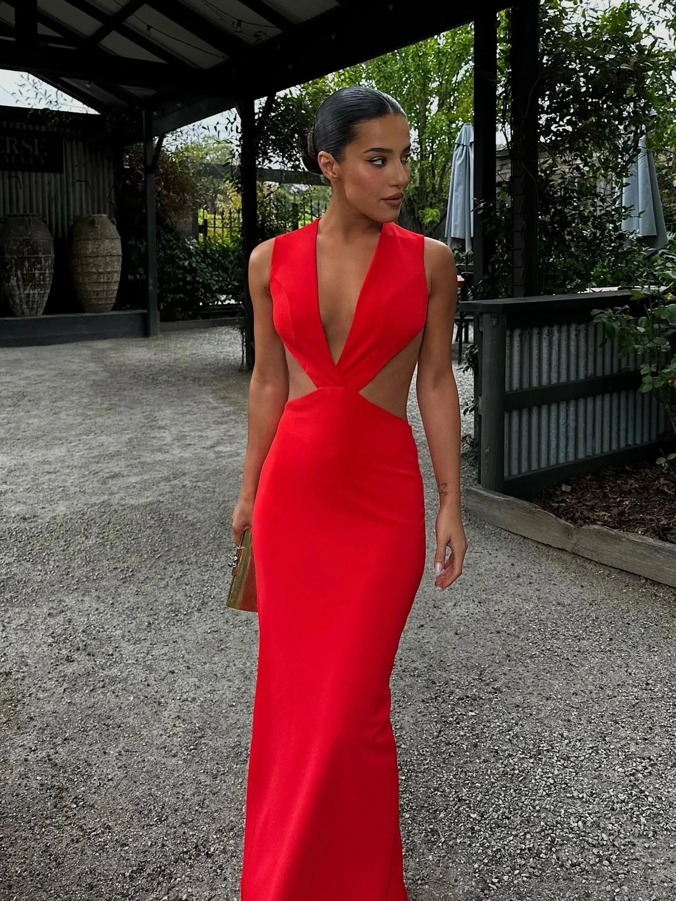 Effie Kats Valencia Gown - Cherry Red