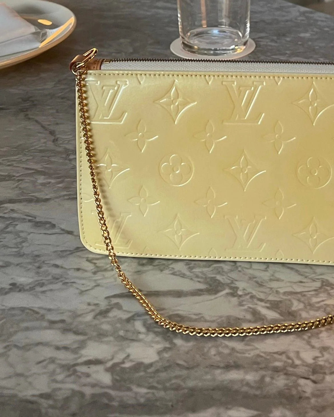 Lexington Pochette Yellow Vernis Bag Rental