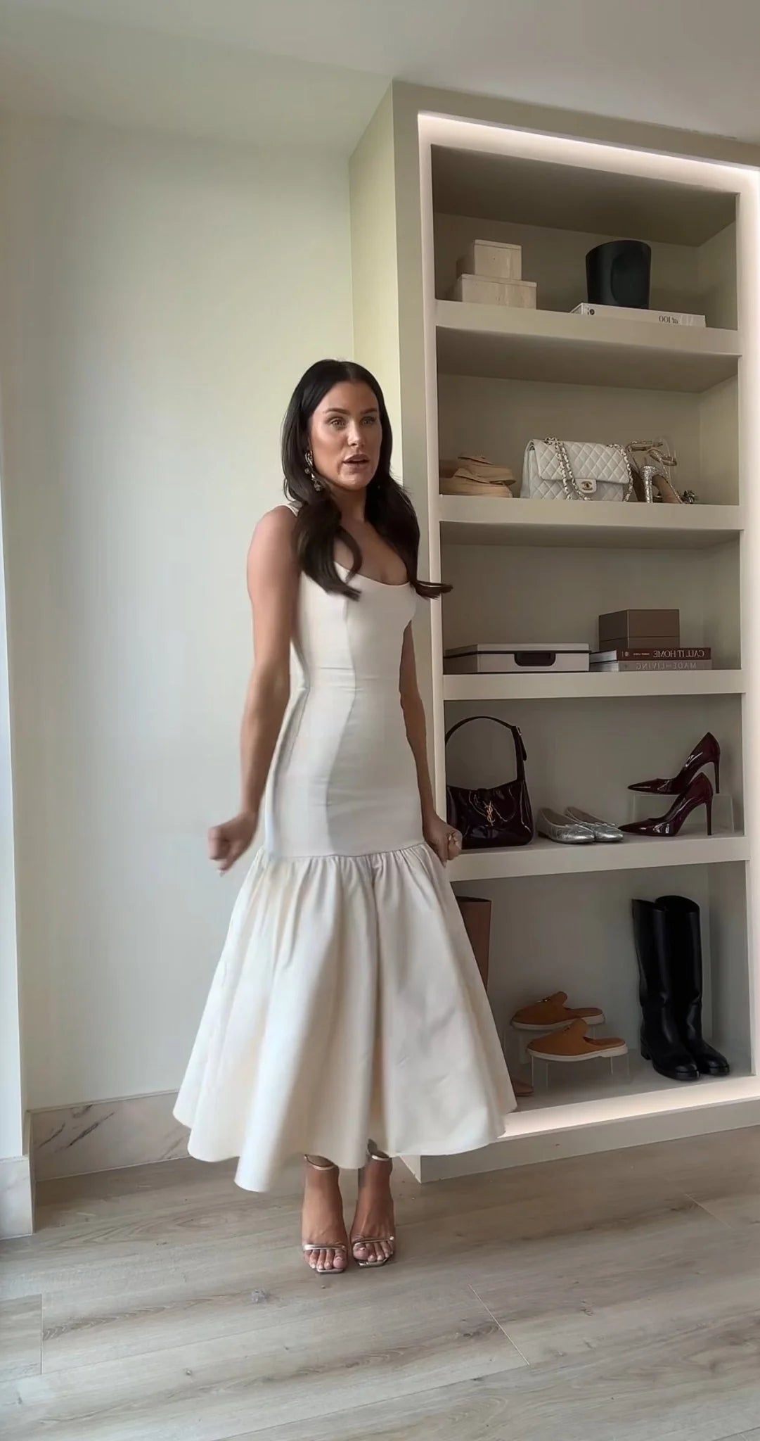 House Of CB Amore Vintage Cream Dropped Waist Midi Dress