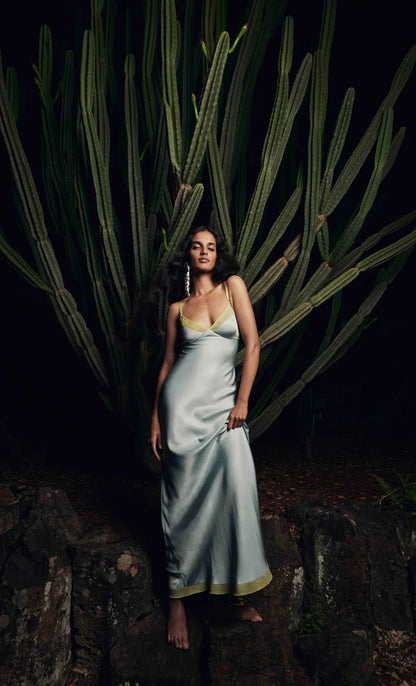 Bec & Bridge Joelle Maxi Dress - Cloud Blue/Pear