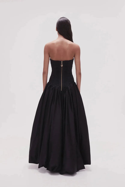Aje Violette Bubble Hem Maxi Dress - Black