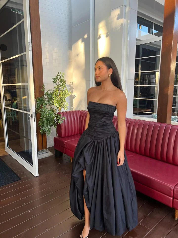 Aje Violette Bubble Hem Maxi Dress - Black