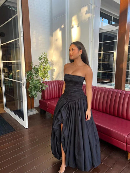 Aje Violette Bubble Hem Maxi Dress - Black