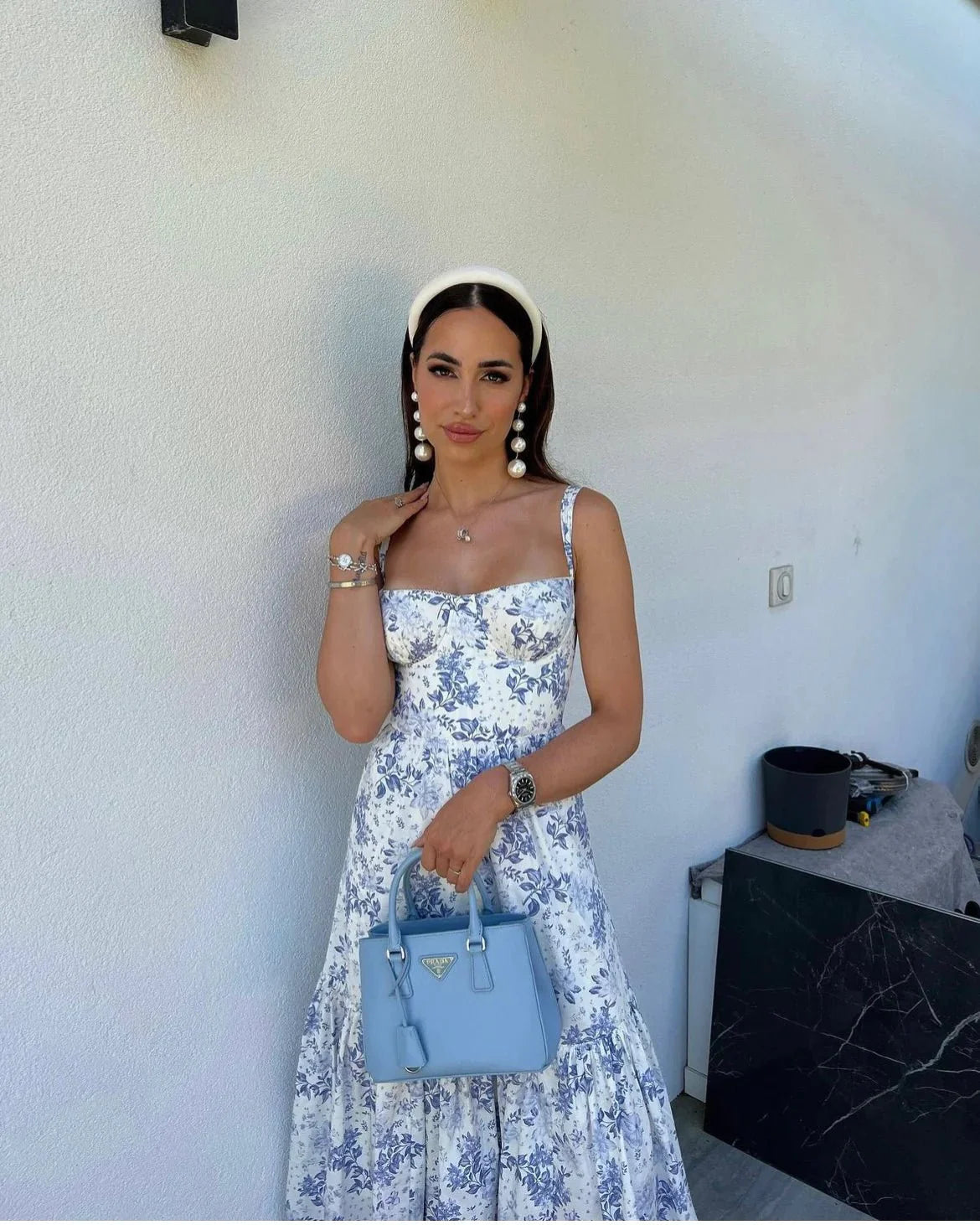 House Of CB Elia Blue Print Midi Sundress