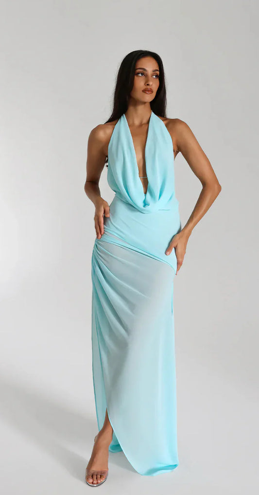 Natalie Rolt Anastasia Mini Dress - Baby Blue