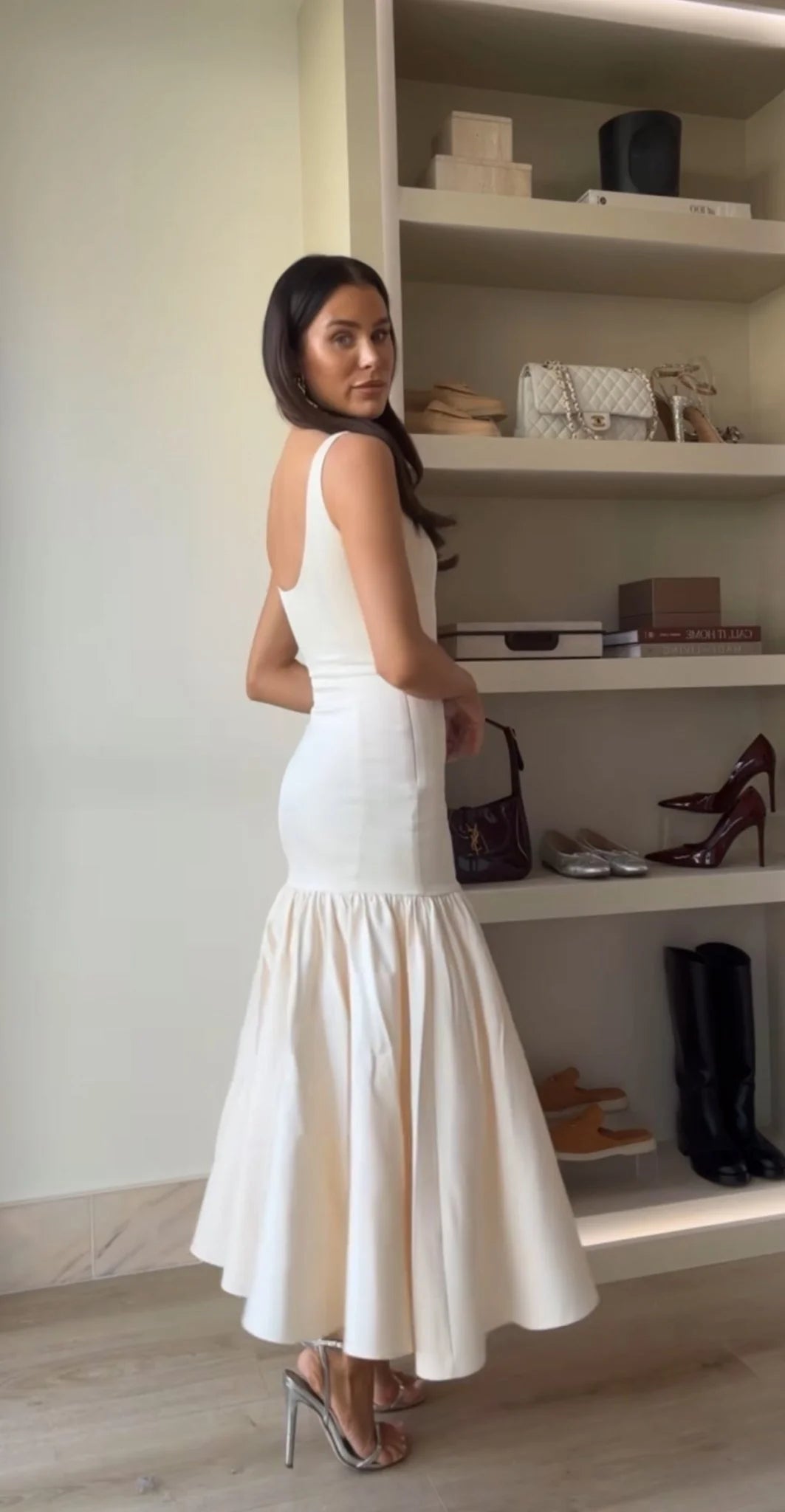 House Of CB Amore Vintage Cream Dropped Waist Midi Dress