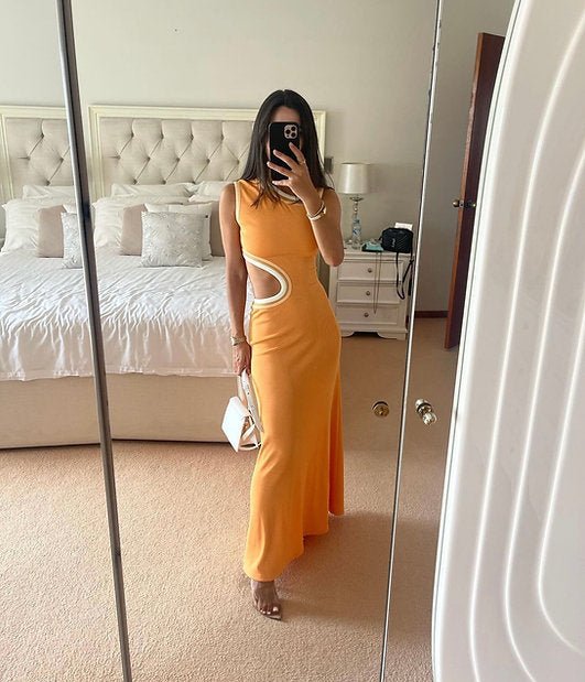 Christopher Esber Skewed Neck Multi Bind Dress - Orange