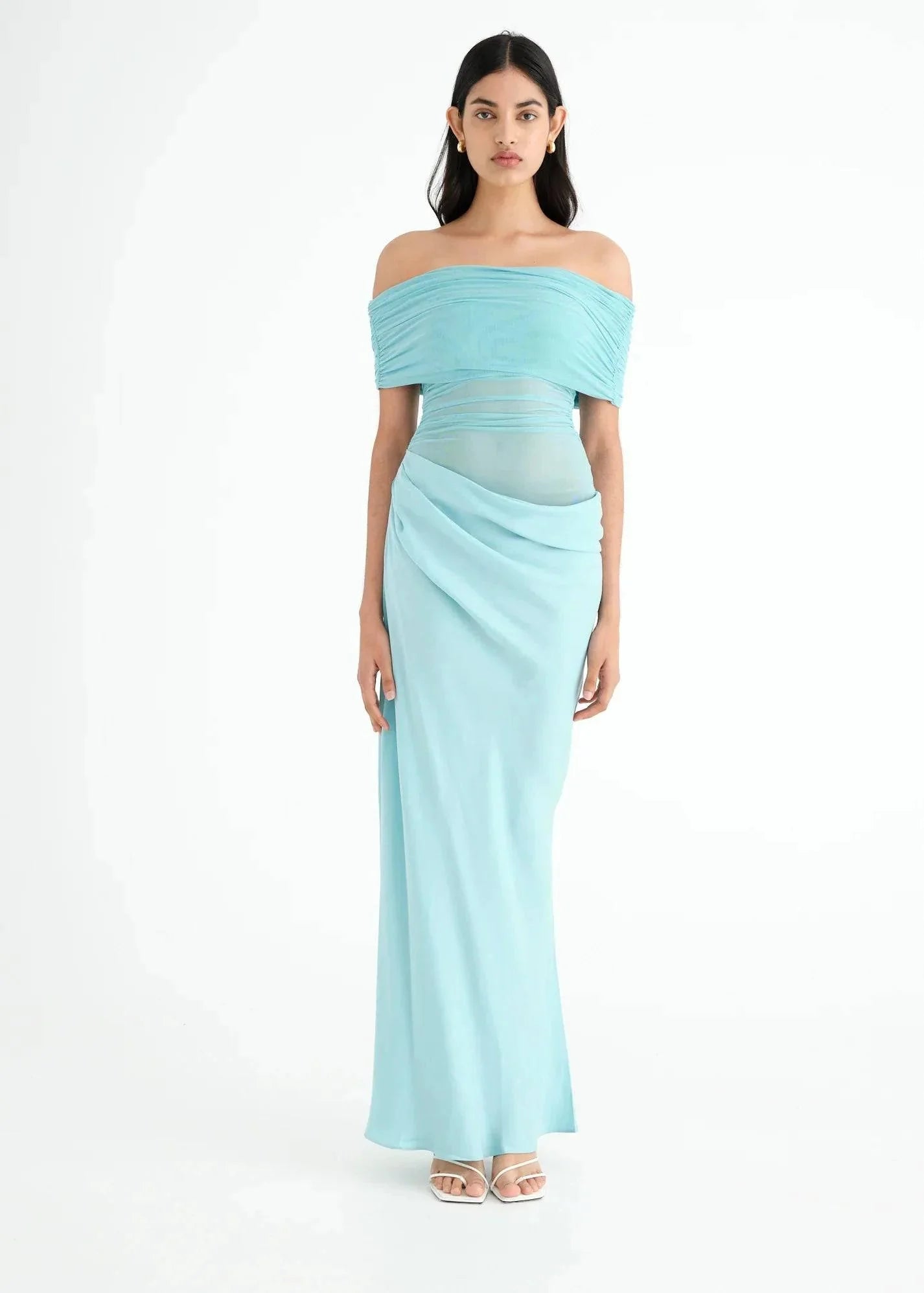 Benni Nico Off Shoulder Maxi Dress - Aquamarine