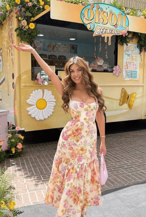 House Of CB Elia Ivory Floral Midi Sundress