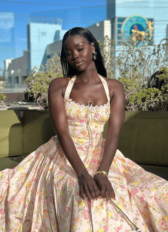House Of CB Adabella Meadow Print Halter Midi Sundress