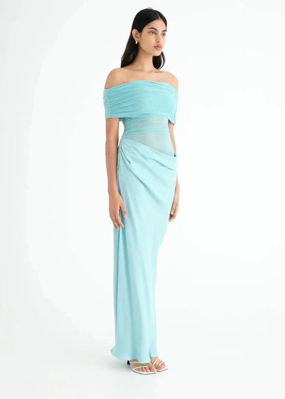 Benni Nico Off Shoulder Maxi Dress - Aquamarine