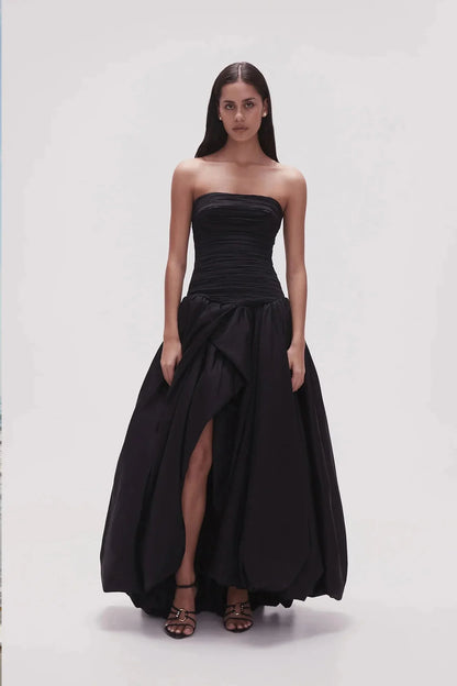Aje Violette Bubble Hem Maxi Dress - Black