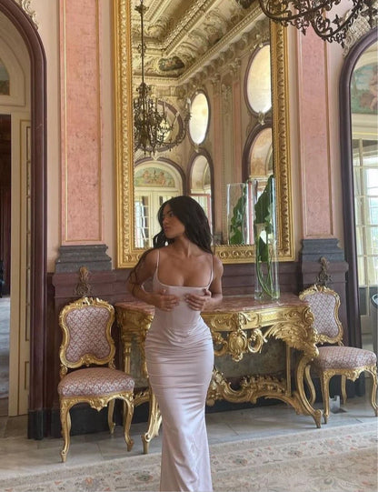 House Of CB Olivette Satin Dress - Crystal Pink