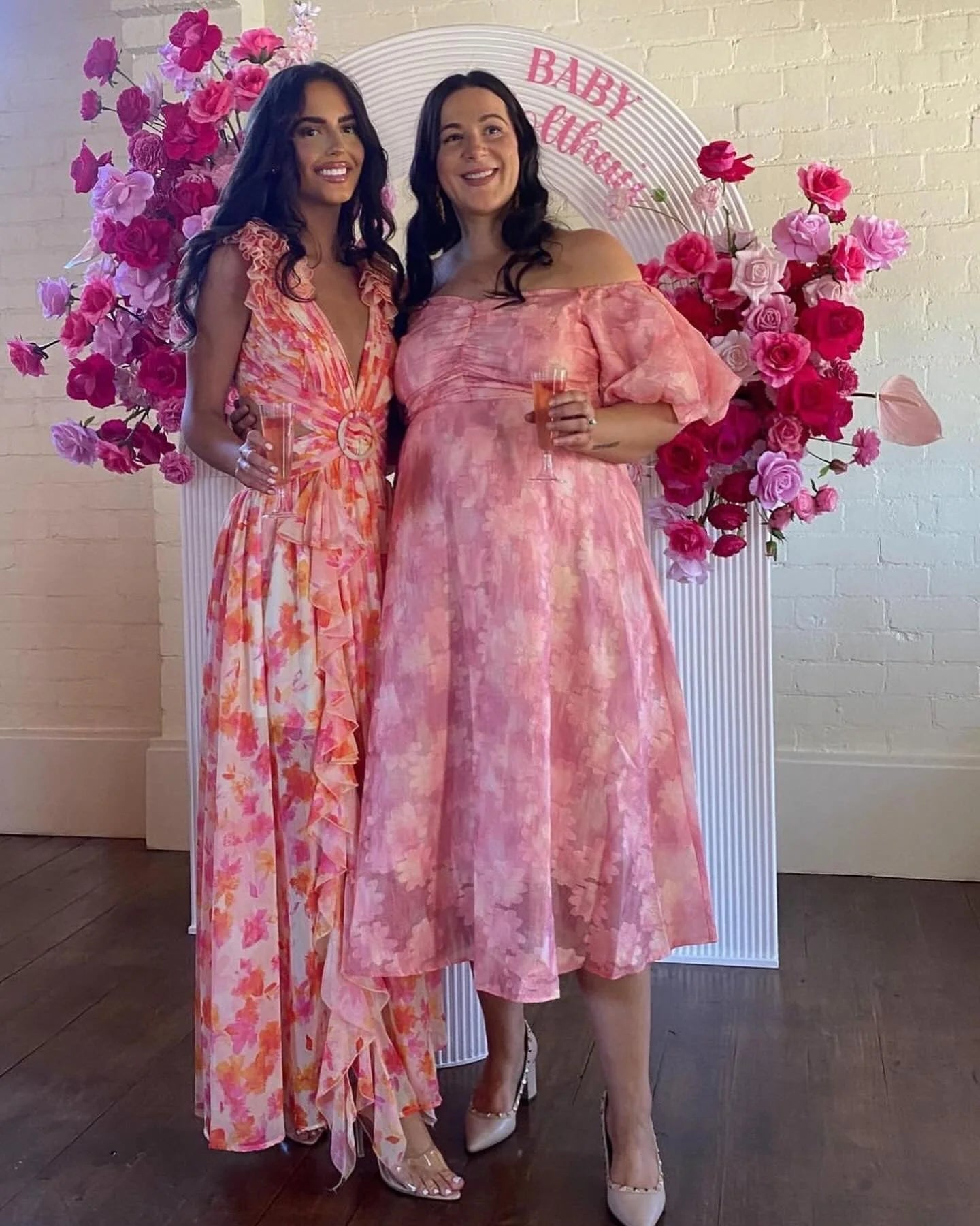 Anne Louise Boutique Cassini Floral Maxi Dress - Orange Fuchsia