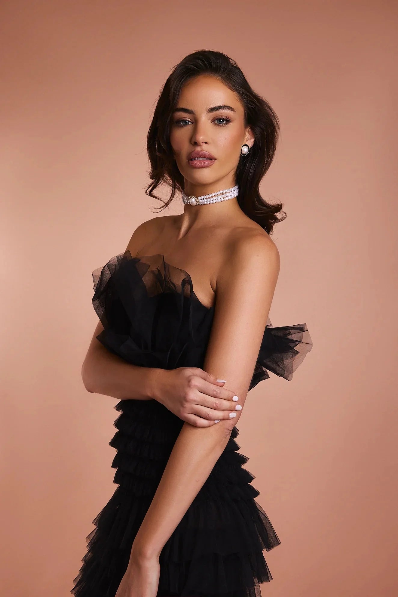 From A Friend Odette Tulle Ruffle Maxi Dress