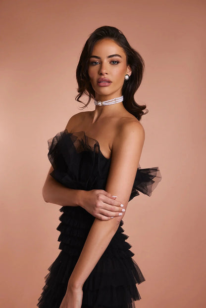 From A Friend Odette Tulle Ruffle Maxi Dress