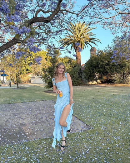 House Of CB Ariela Ruffle Maxi Dress - Blue