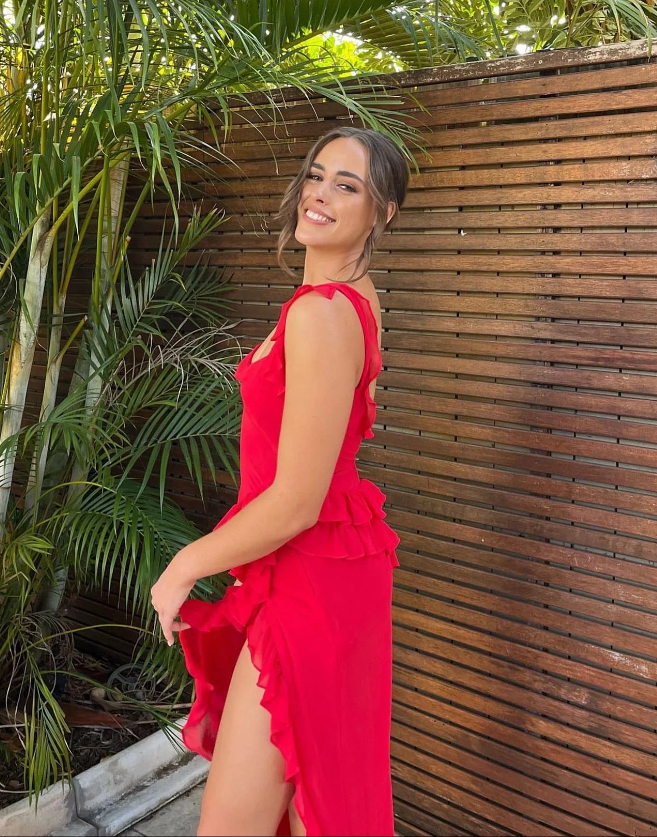 House Of CB Ariela Ruffle Maxi Dress - Red
