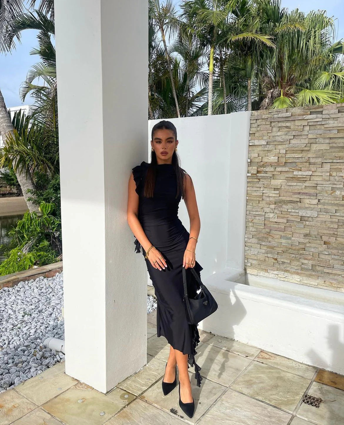 Fanci Club The Assassin Long Dress - Black