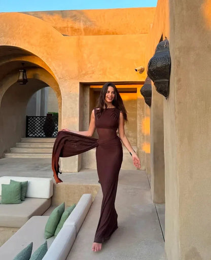 Misha Sisal Maxi Dress - Espresso