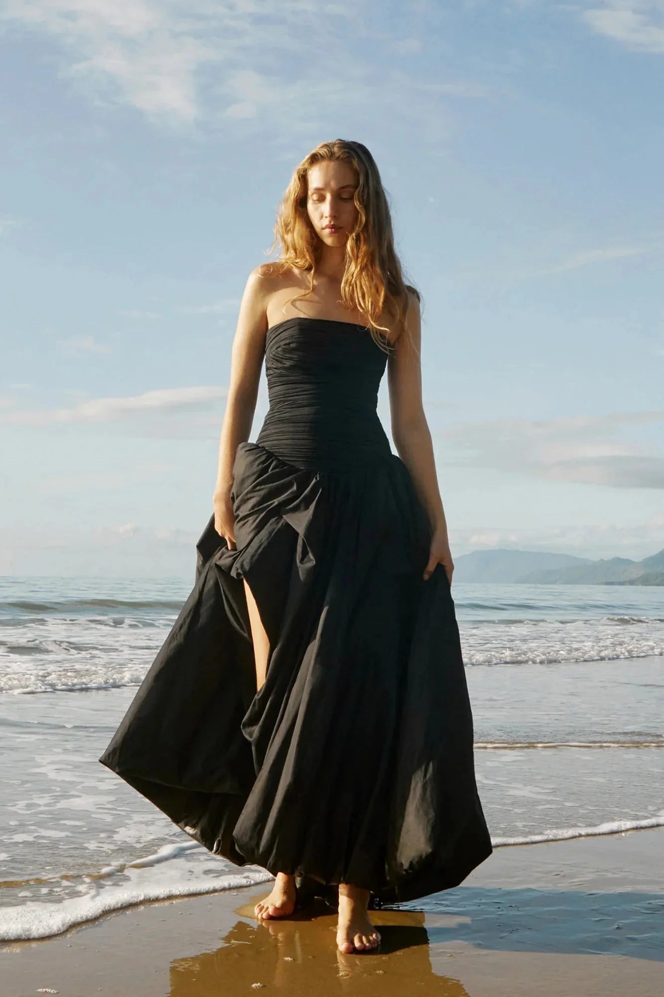 Aje Violette Bubble Hem Maxi Dress - Black